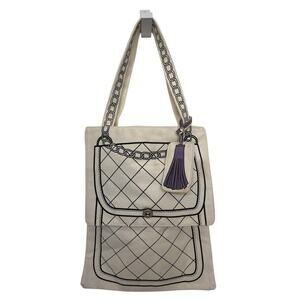 Vintage Borders Books Illustrated cream Canvas Tote Bag Purse Print 100% Cotton